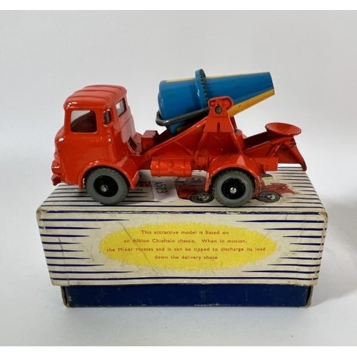 84 - A Dinky Supertoys 960 lorry mount cement mixer, boxed, a Dinky Supertoys Muir-Hill dumper, also incl... 