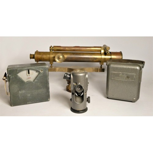 120 - Four examples of Vintage Technology, including a Grey & Selby of Nottingham Theodolite, cases, a Sit... 