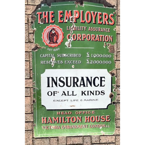 150 - A Vitreous enamel single sided The Employers Assurance Corporation Ltd sign, advertising insurance p... 