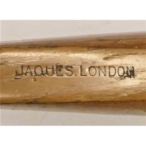 191 - A Jaques, London, fishtail lawn tennis racket, volley special, ash frame (fishtail damaged), togethe... 