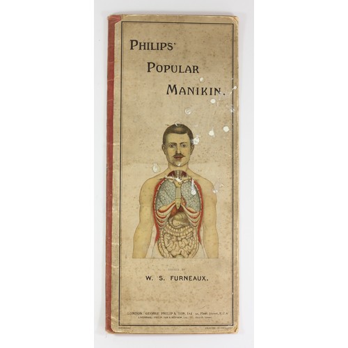 202 - A Philips Popular Manikin edited by W S Furneaux, a fold-out anatomical coloured model of the human ... 