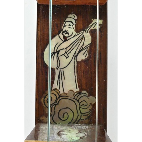 203 - A traditional Vietnamese Dan Sen two string lute, carved flower shaped body with oriental floral car... 