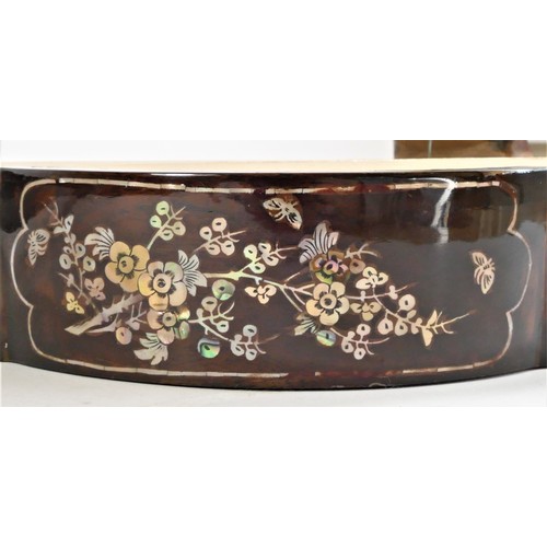 203 - A traditional Vietnamese Dan Sen two string lute, carved flower shaped body with oriental floral car... 