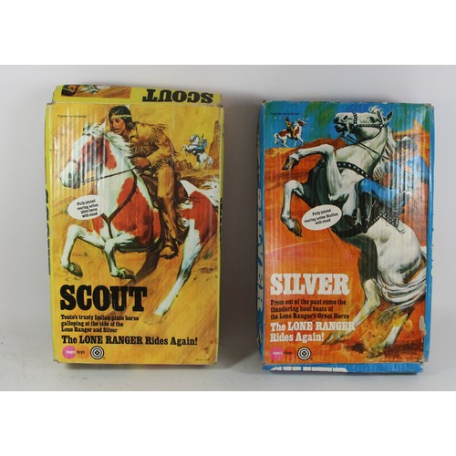 209 - Two The Lone Ranger Rides Again model horses, fully jointed with rearing action, including Scout, wi... 