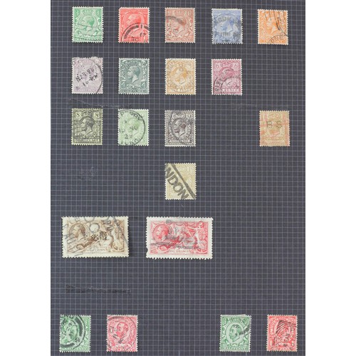 257 - G.B. stock book, Victoria various,  used, 1934 Seahorses half crown and five shillings, used, 1/2 pe... 