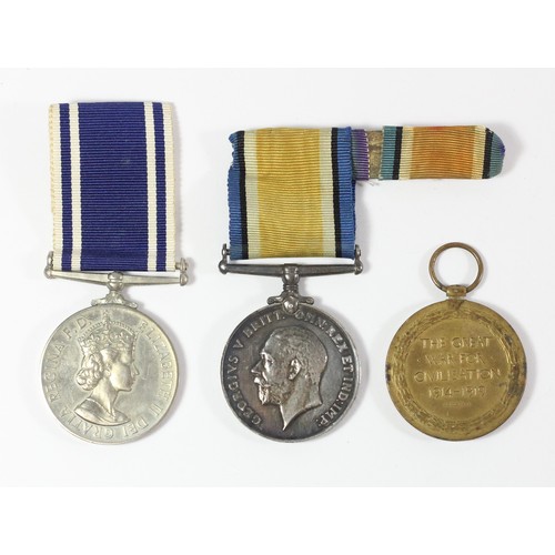 278 - Police Long Service, awarded to Sergt Bertram Binmore, Flintshire, box, together with a pair awarded... 