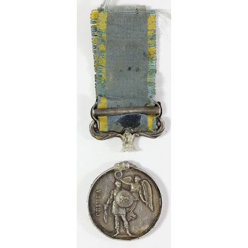 285 - Crimea Medal with Sebastopol bar, original ribbon, detached from medal, awarded to C. Rogers, Gr. & ... 