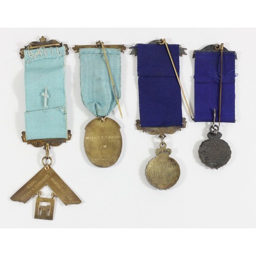 293 - Four silver and enamel Masonic and R.A.O.B. medals, 105 gm