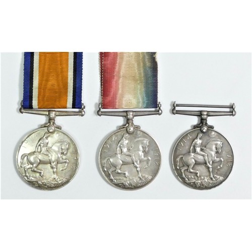 294 - WWI, three War Medals, awarded to 35016 Pte. H. Corner M.G.C., 11082 Pte. S. Hardy E. Yorks R. and 2... 