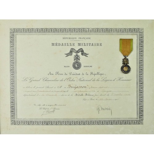 296 - Medaille Militaire, Republic Francaise, awarded to Pierre Brujusson, 30th May 1933 with citation, mo... 