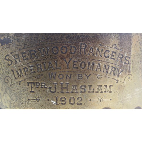 320 - Of Sherwood Ranger Imperial Yeomanry interest; an Edwardian silver two handled trophy cup, Birmingha... 