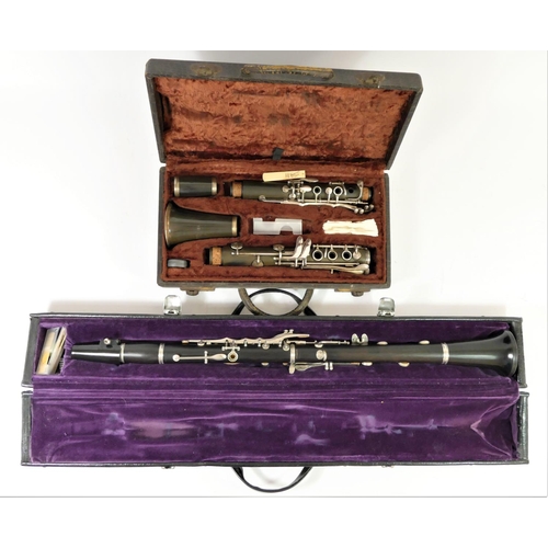 A Lark (M4001) clarinet, made in China, plastic construction, reed, fitted  fabric lined Selmar hard