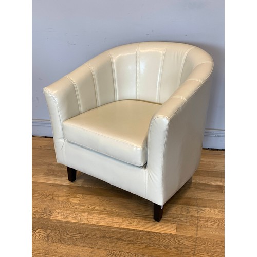 Cream leather best sale tub chair