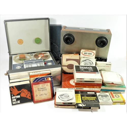 20 - A His Masters Voice reel to reel tape player, together with a Revox A77 reel to reel tape player, to... 