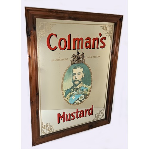 43 - A Colman's Mustard mirror, depicting a portrait of a king, with Colman's branding, 65cm x 91cm x 3cm