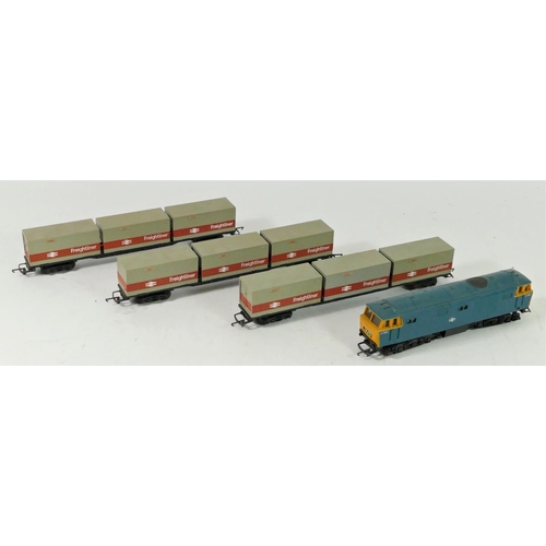 4 - A Hornby OO gauge electric Freightliner set (R645) to include, diesel locomotive and three freight t... 