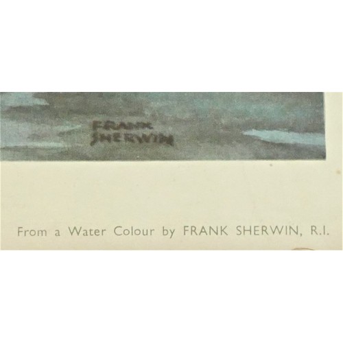 35 - A framed carriage print, The River Wharfe, Ilkley, Yorkshire by Frank Sherwin.