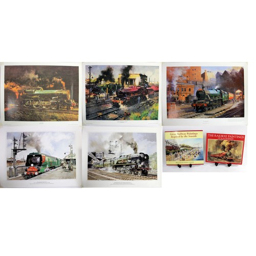 36 - A collection of five photographic railway prints to include, Night King and Express Engines at Tysel... 