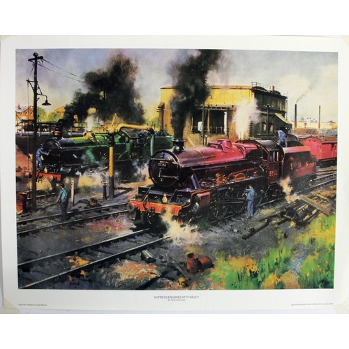 36 - A collection of five photographic railway prints to include, Night King and Express Engines at Tysel... 