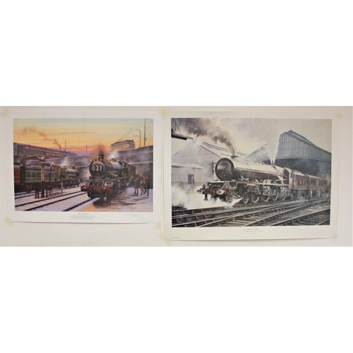 37 - Two unframed railway prints, When Steam was King by Eric Bottomley, 43 x 61cm and Pause at Rugby by ... 