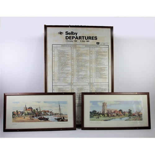 40 - A framed Selby departures timetable for the period 4th October 1982-15th May 1983, 76 x 50cm, togeth... 