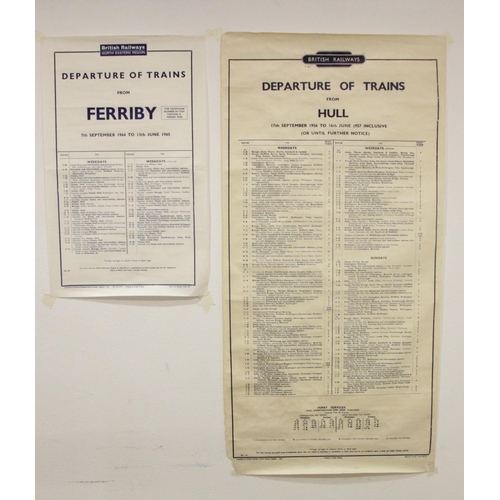 43 - A British Railways departure of trains from Hull timetable, for the period 17th September 1956 - 16t... 