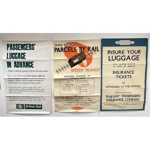 45 - A British Railways insurance of luggage poster together with two other B.R posters, passengers lugga... 