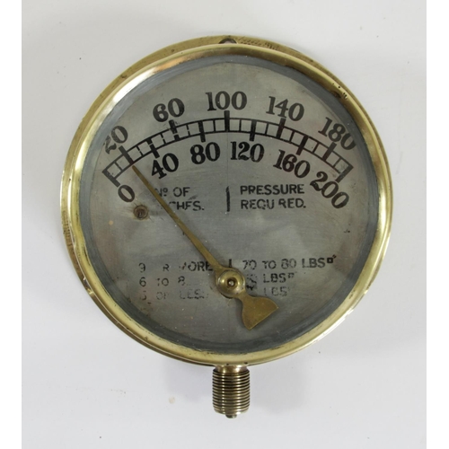 65 - A brass-cased G.W.R steam heating pressure gauge, dial indicated pressure required depending on numb... 