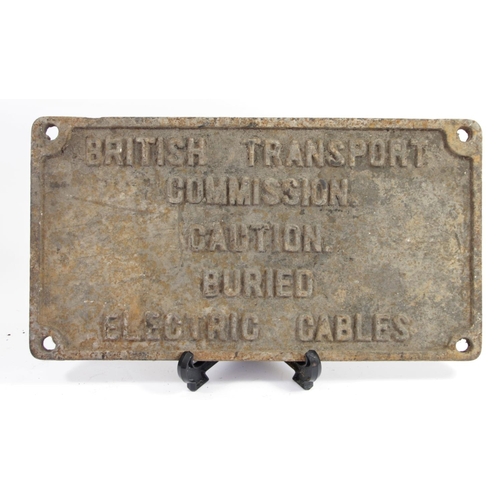 80 - A cast iron British Transport Commission caution notice, 19 x 33cm