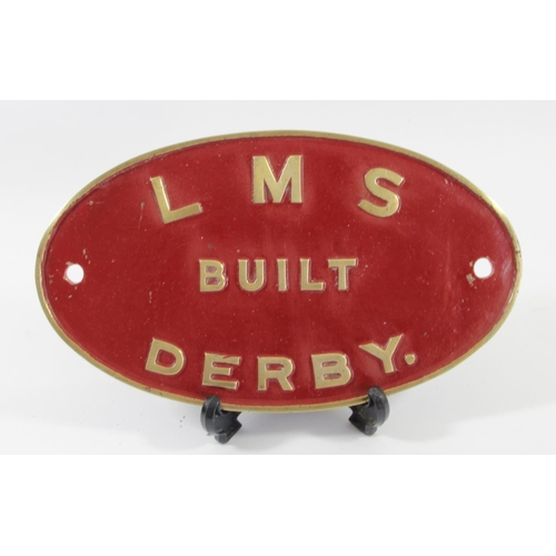 84 - An oval brass workplate, L.M.S built Derby