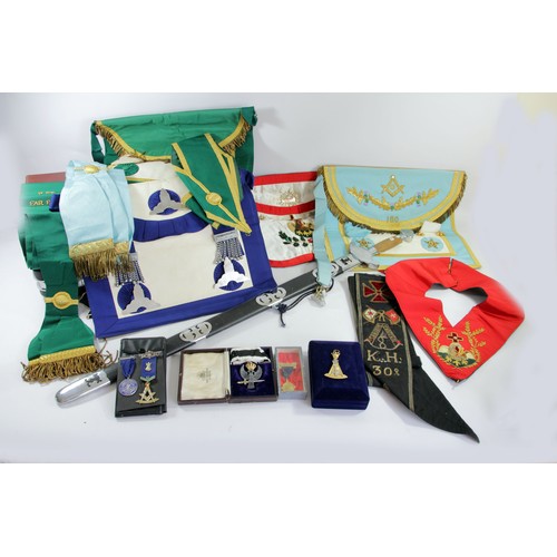 79 - A collection of Masonic Regalia, to include a silver gilt and enamel Lodge St. Andrew in the Far Eas... 