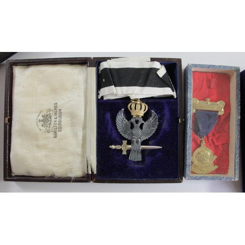 79 - A collection of Masonic Regalia, to include a silver gilt and enamel Lodge St. Andrew in the Far Eas... 