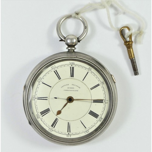 87 - Max Cohen Manchester, a silver open face centre seconds chronograph, Chester 1884, 57mm.