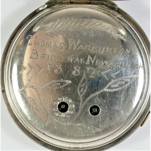 88 - G. Scott, Waterfoot (Lancashire), a silver open face centre seconds chronograph Chester 1887, inscri... 