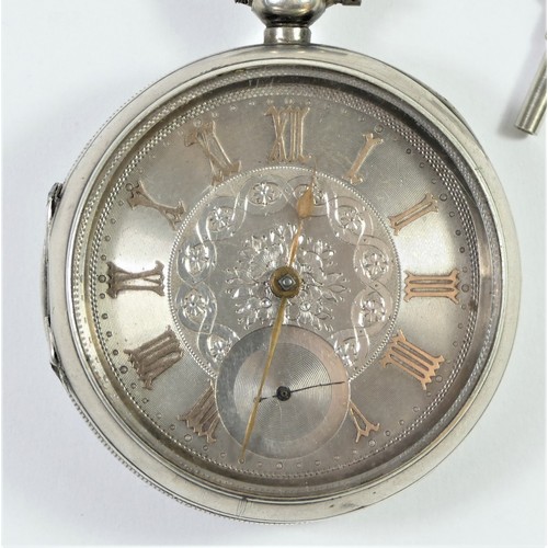 89 - American Watch Co, Waltham, Mass, a silvered dial open face keywind pocket watch, Birmingham 1894, 5... 