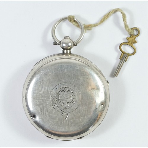 89 - American Watch Co, Waltham, Mass, a silvered dial open face keywind pocket watch, Birmingham 1894, 5... 