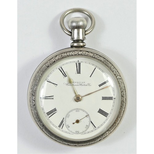 90 - American Watch Co, Waltham, Mass a coin silver, screw back keyless wind open face pocket watch numbe... 