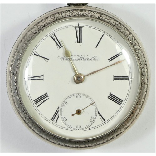 90 - American Watch Co, Waltham, Mass a coin silver, screw back keyless wind open face pocket watch numbe... 