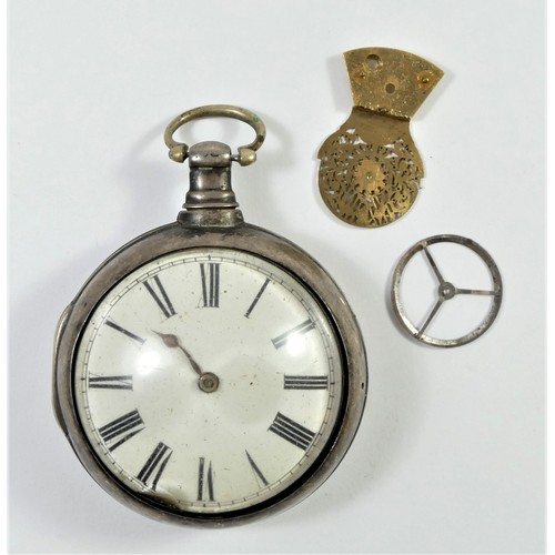 95 - Monkhouse & Son Carlisle, a silver pair case, verge open face pocket watch, London 1814, movement nu... 