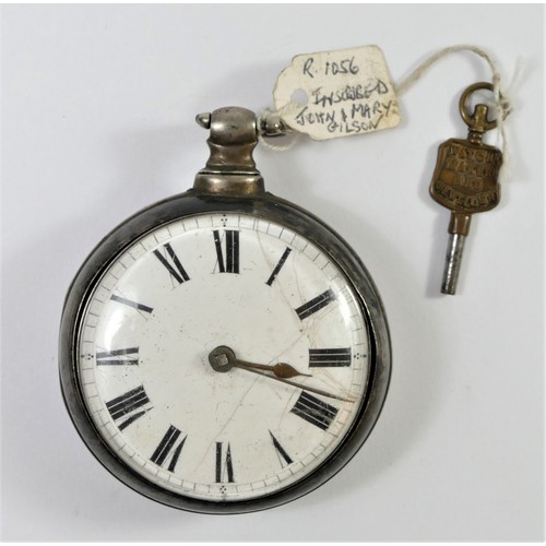 97 - H. Fox, Beverley, a silver pair cased verge open face pocket watch, Birmingham 1820, movement number... 