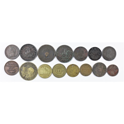 124 - Token; Bank of Upper Canada one penny 1854, Nova Scotia half penny 1832, South Shields 1 1/2d, Cossa... 