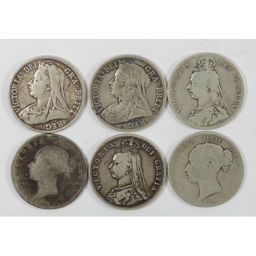 131 - Victoria, 1876, 1882, 1887, 1890, 1899 x 2 (6)