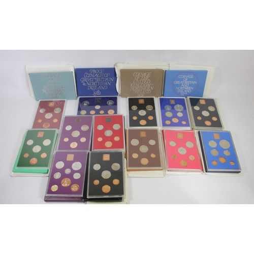 150 - Thirteen Proof Coinage of Great Britain and Northern Ireland, 1970 - 1982, cased,