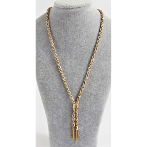 158 - An Italian 9ct gold rope link and white gold box link, tassel necklace and matching bracelet, by Uno... 