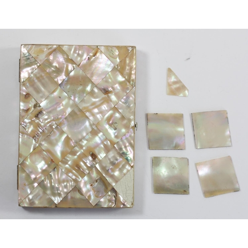 183 - A Victorian mother of pearl case, opening to reveal a fitted interior, 11 x 8 x 1.5cm