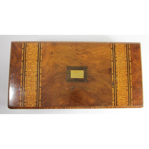 200 - A 19th Century walnut writing slope/box, brass strung with gilt brass escutcheons, lid opening to re... 