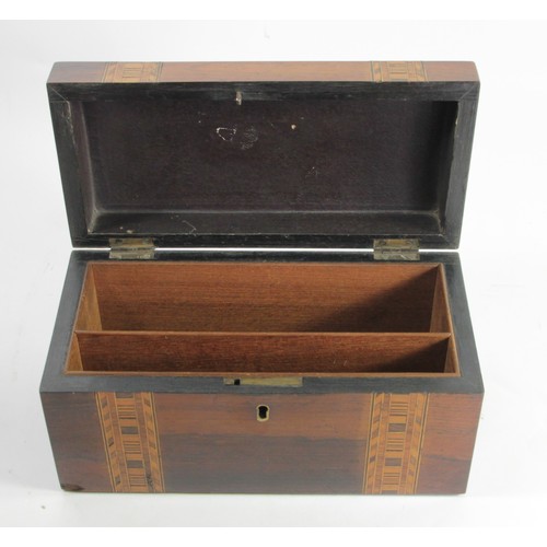 203 - A Victorian walnut stationery box, Tunbridge inlay to the top and front, hinged lid to reveal twin c... 