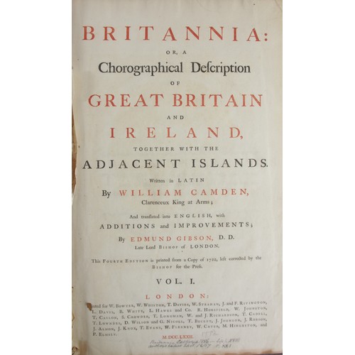 217 - Camden, William. Britannia: or a Chorographical Description of Great Britain and Ireland. London. 17... 