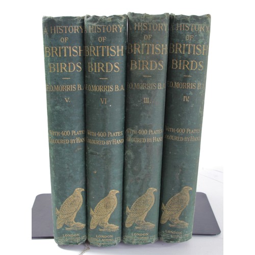 218 - Morris. Rev. FO. A History of British Birds. 5th Edition 1903. 4 volumes of 6. Cloth badly damp stai... 