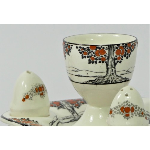 245 - A Crown Ducal Art Deco Orange Tree (A1211) pattern part breakfast service to include, four egg cups ... 